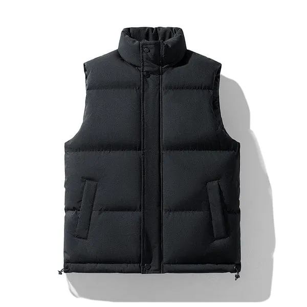 Plus Size Unisex  Stand Collar Thick Winter Cotton Vest-BYF998