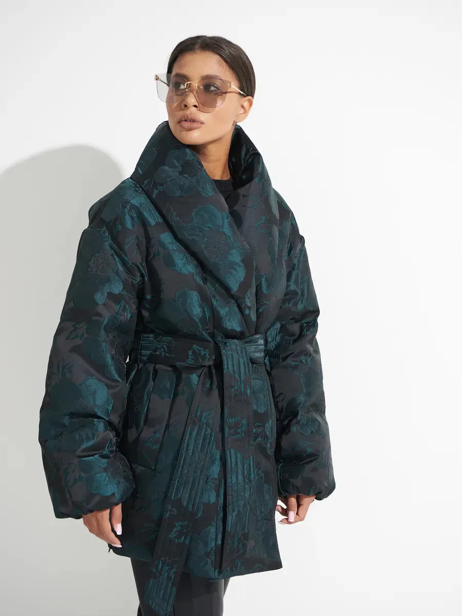 Pre-Order. Ships November 16. Monochrome Jacquard Down Fill Coat