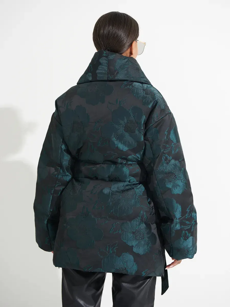 Pre-Order. Ships November 16. Monochrome Jacquard Down Fill Coat