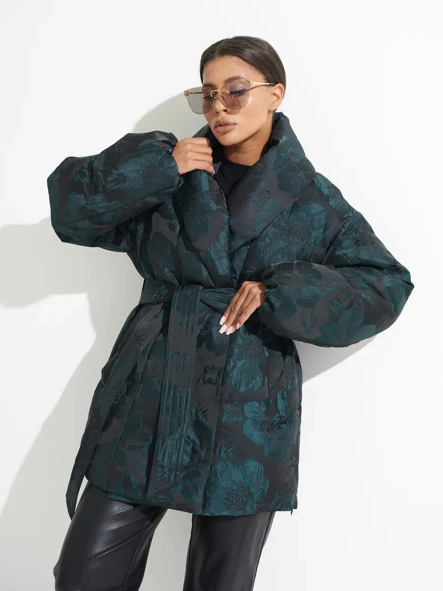 Pre-Order. Ships November 16. Monochrome Jacquard Down Fill Coat