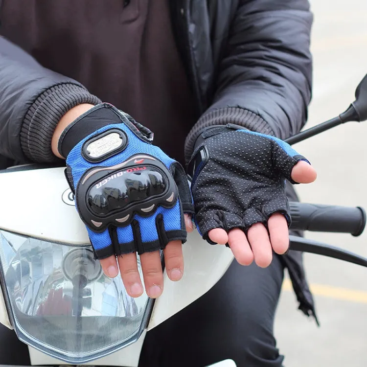 PRO-BIKER PRO01C Outdoor Cycling Glove Motorcycle Anti-Drop Safety Protection Half-Finger Glove, Specification: L(Blue)