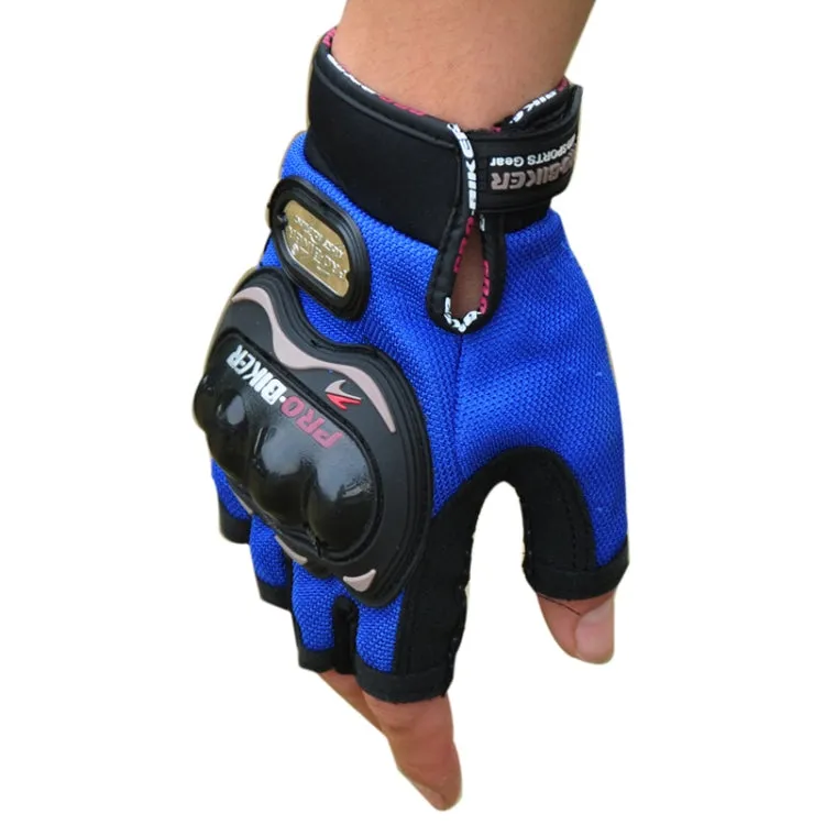 PRO-BIKER PRO01C Outdoor Cycling Glove Motorcycle Anti-Drop Safety Protection Half-Finger Glove, Specification: L(Blue)