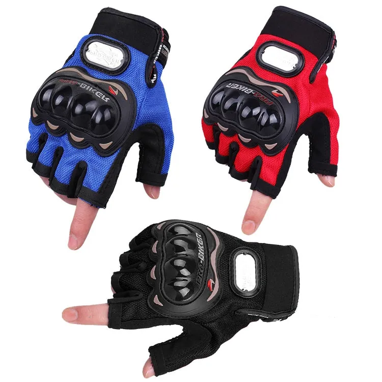 PRO-BIKER PRO01C Outdoor Cycling Glove Motorcycle Anti-Drop Safety Protection Half-Finger Glove, Specification: L(Blue)