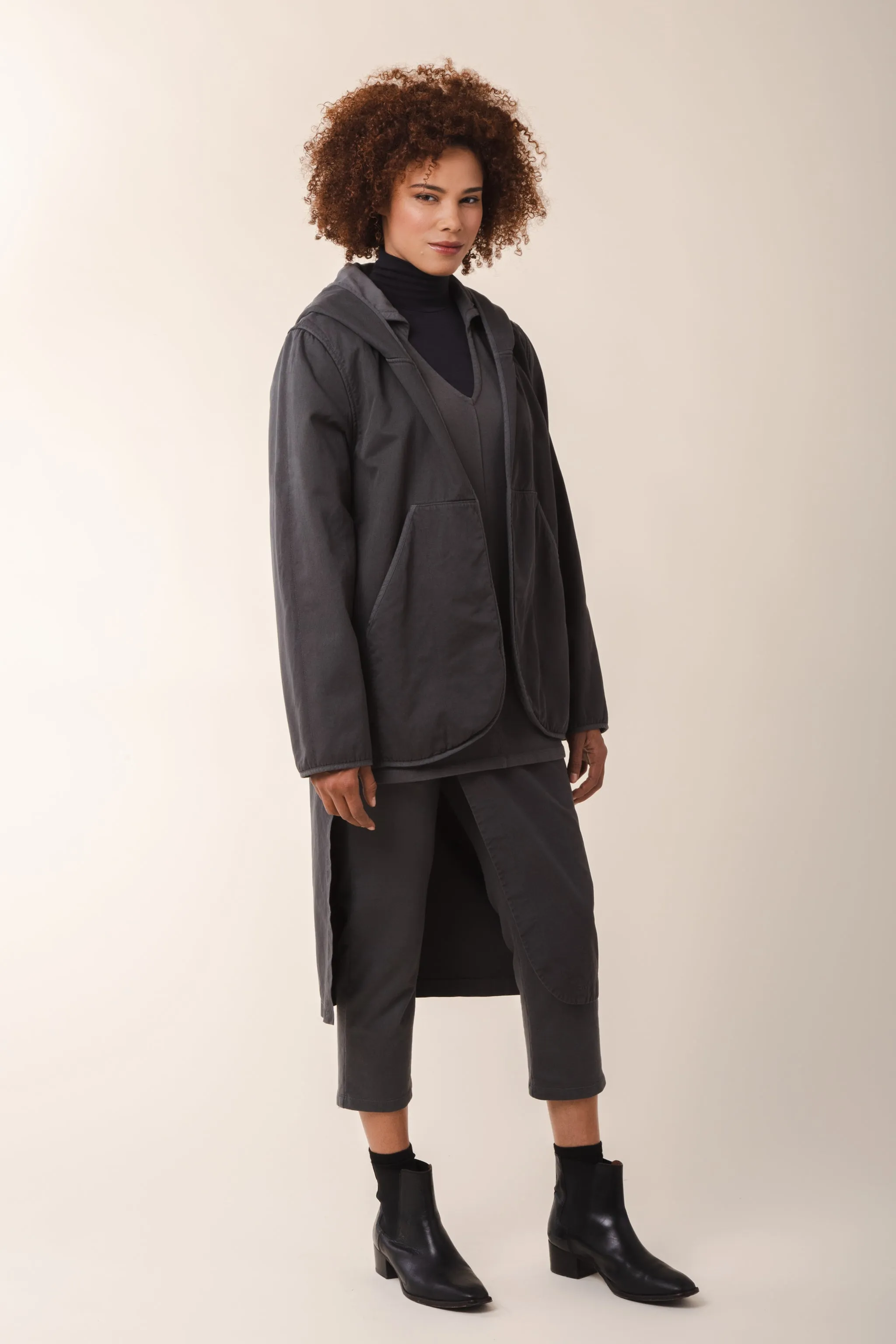 Quilted Hover Coat in Graphite