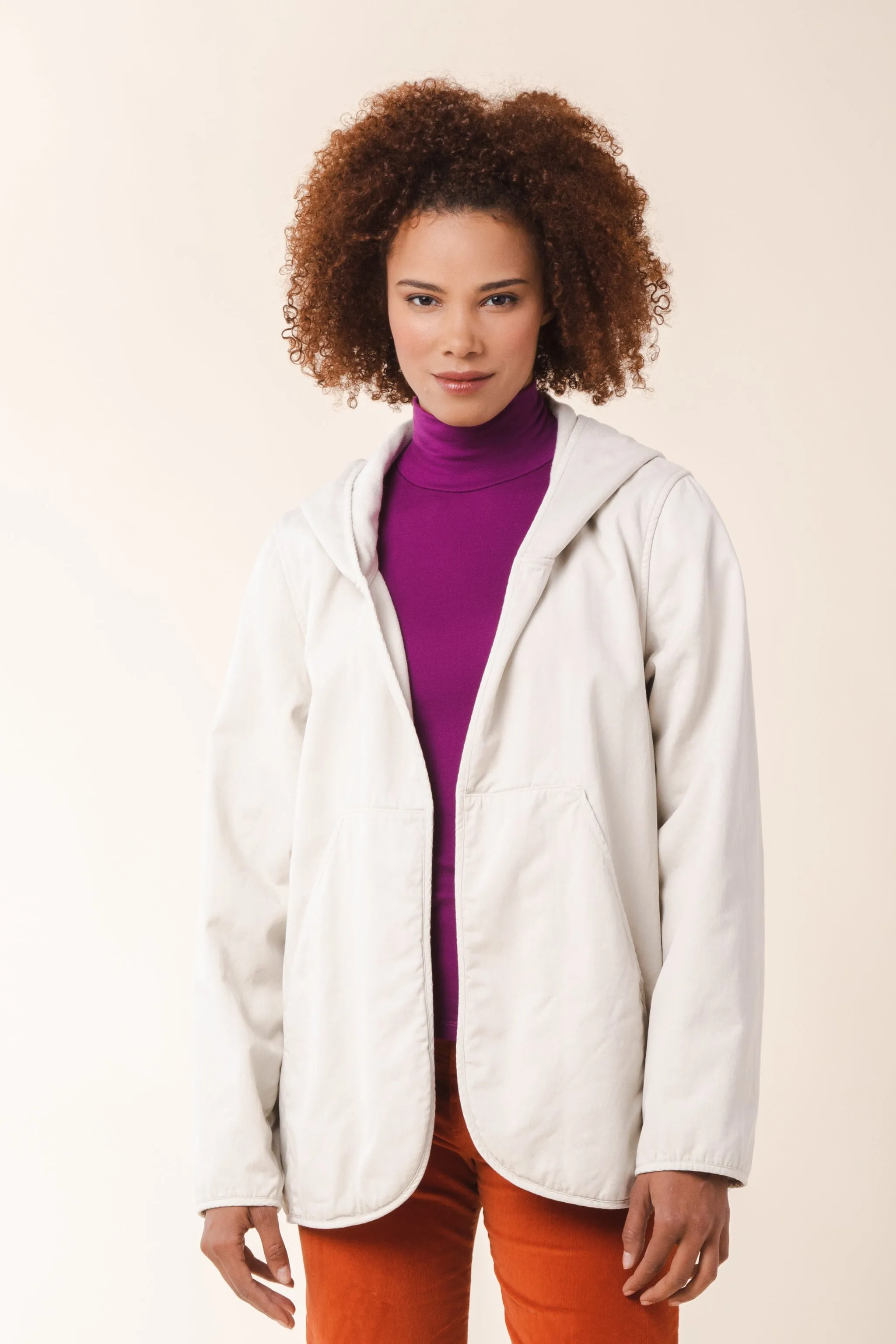 Quilted Hover Coat in Oyster