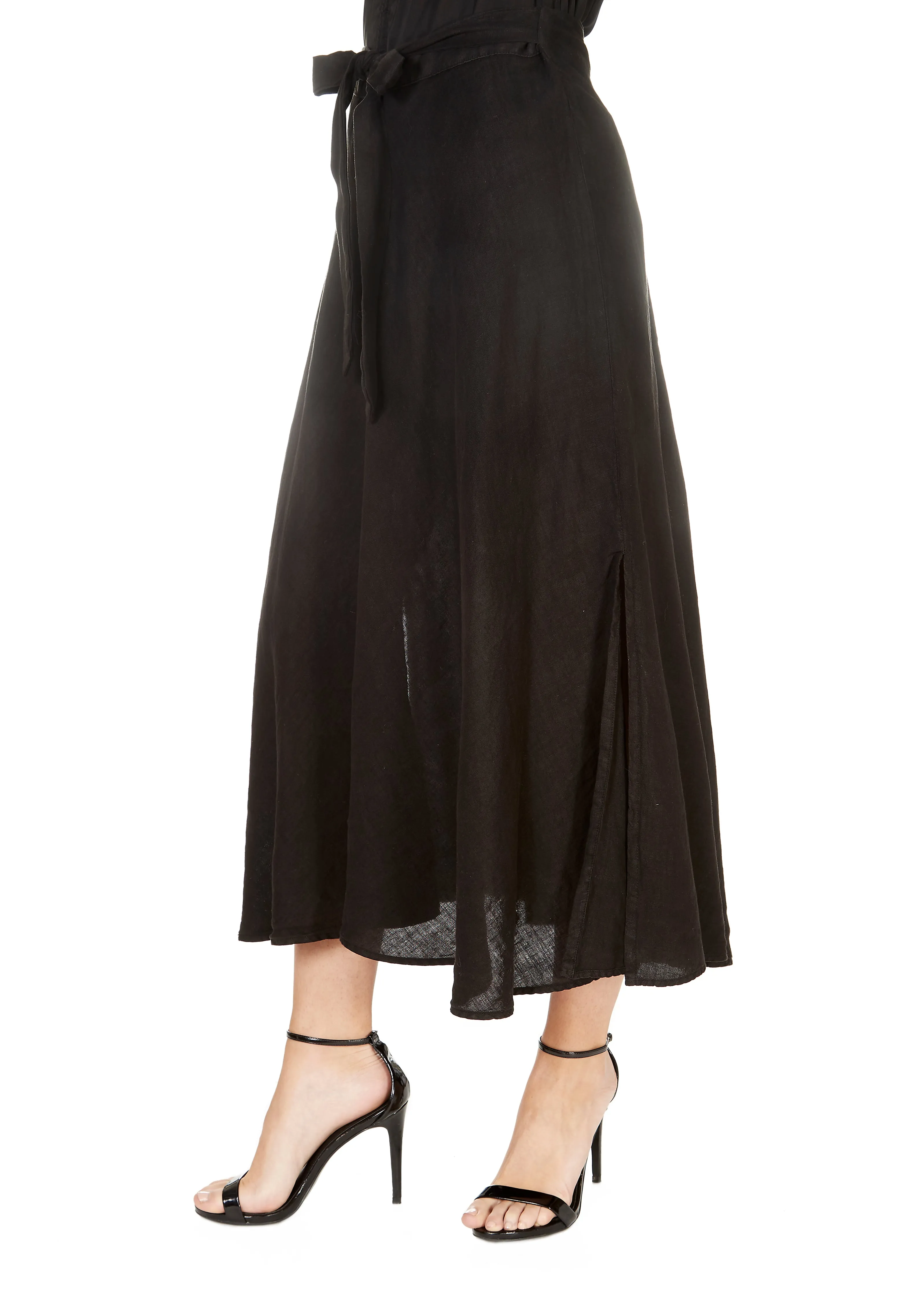 'Raleigh'  Black Wrap Midi Skirt