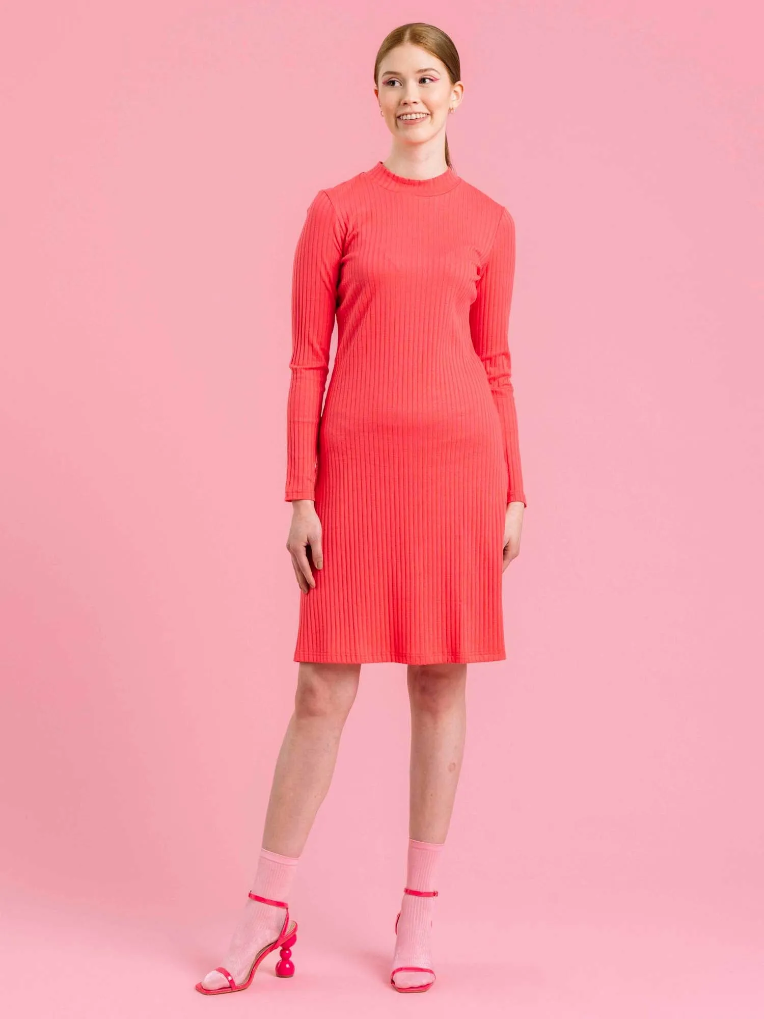 Ramona Dress Coral Pink Rib