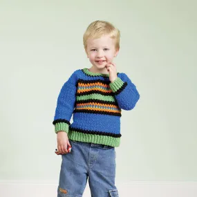 Red Heart Crochet Kid's Striped Pullover