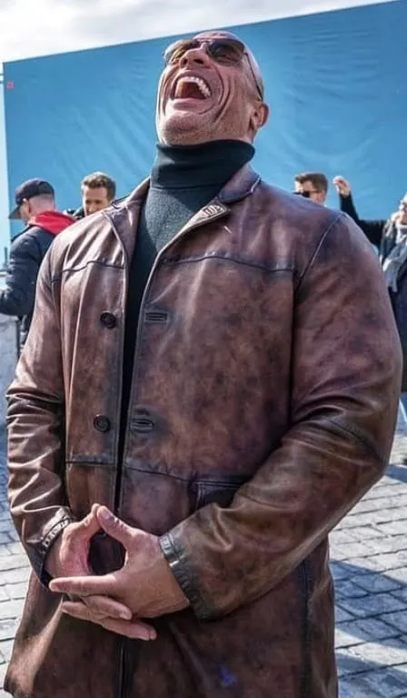 Red Notice Movie Dwayne Johnson Leather Coat