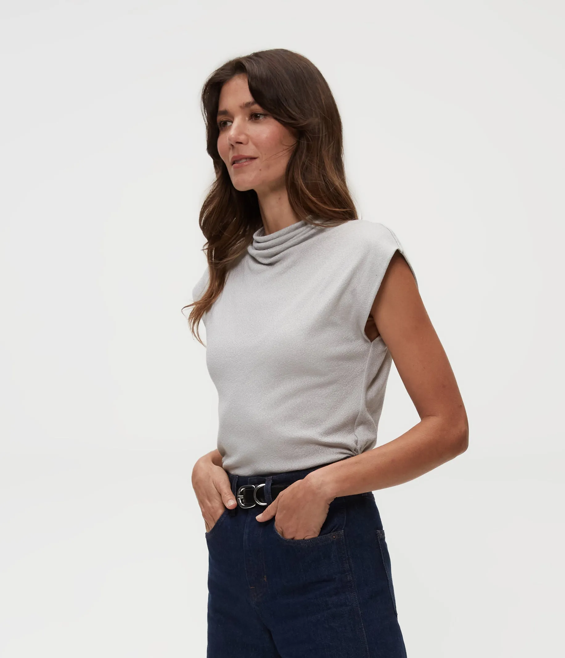 Reese Shine Power Shoulder Top