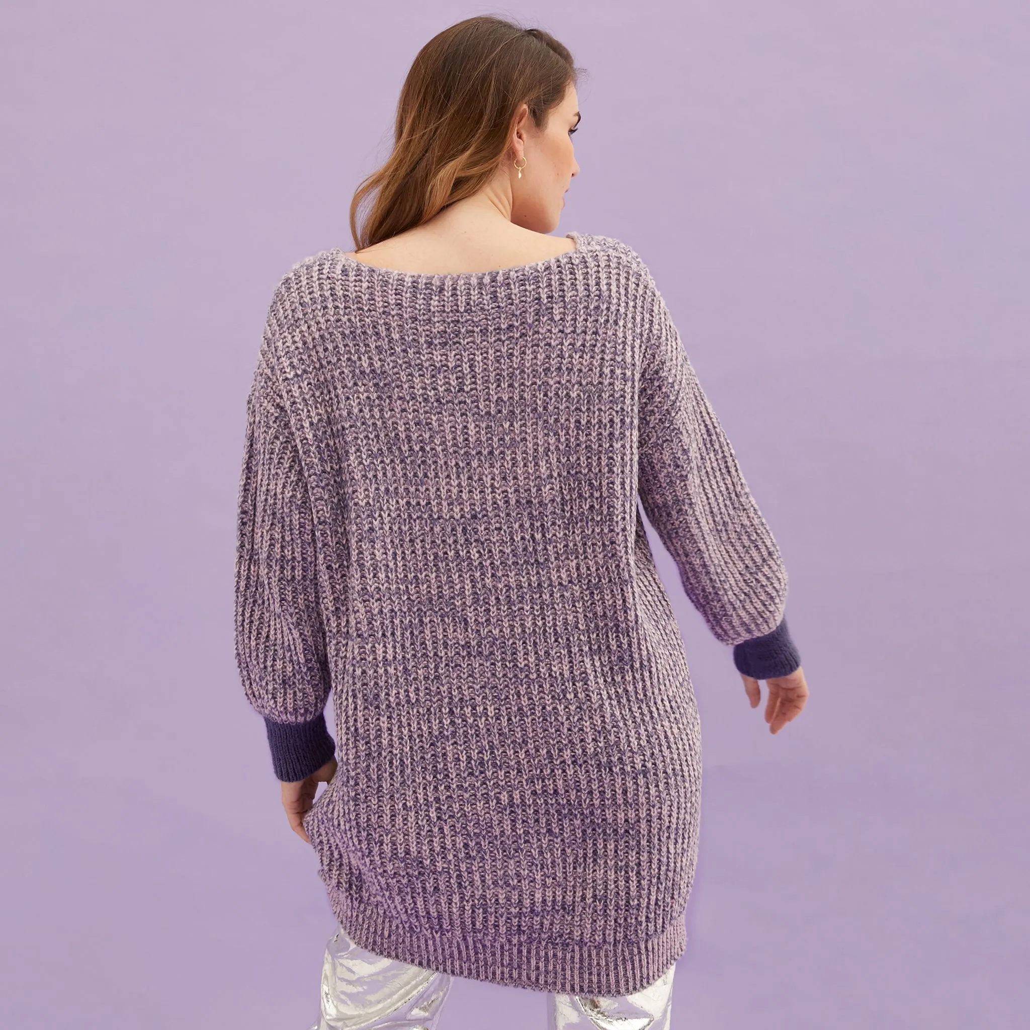 RESALE | Rosie V Neck Twist Tunic Knit Jumper - Lilac