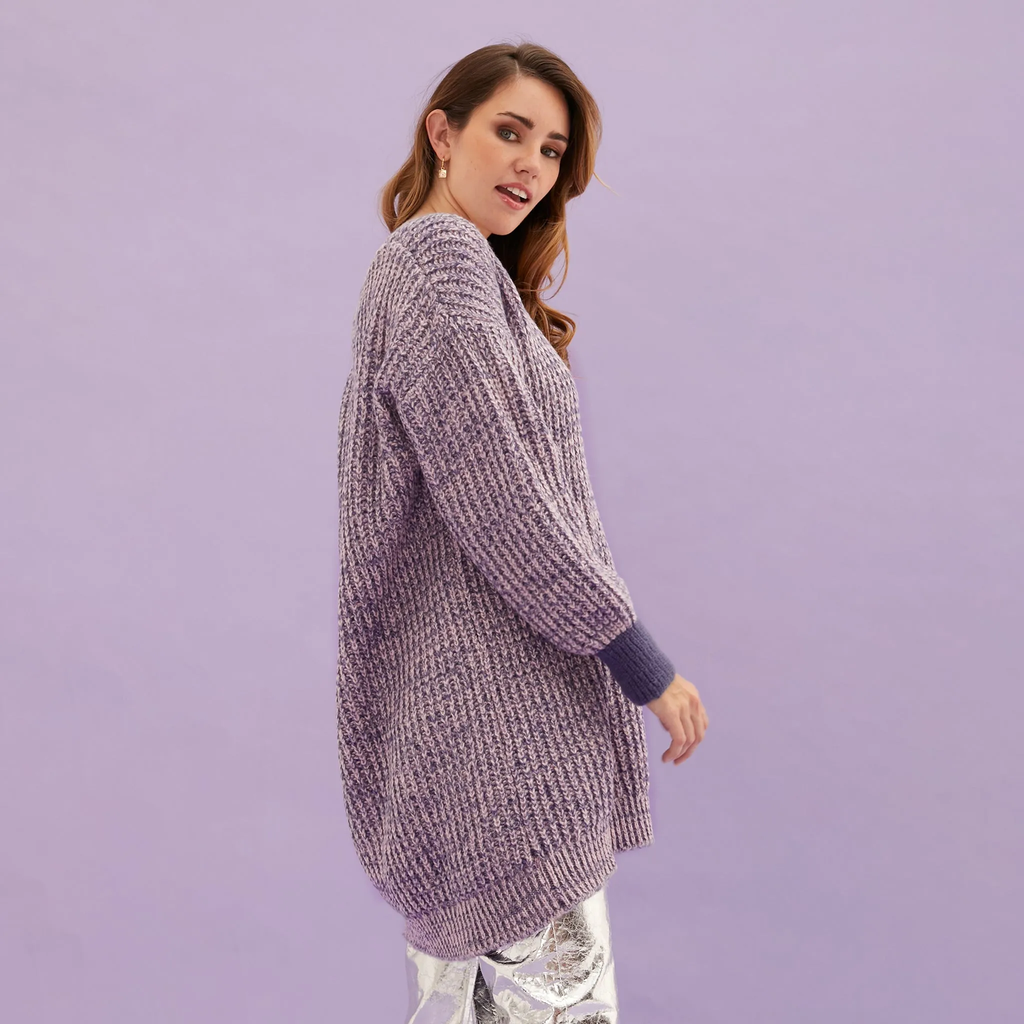 RESALE | Rosie V Neck Twist Tunic Knit Jumper - Lilac