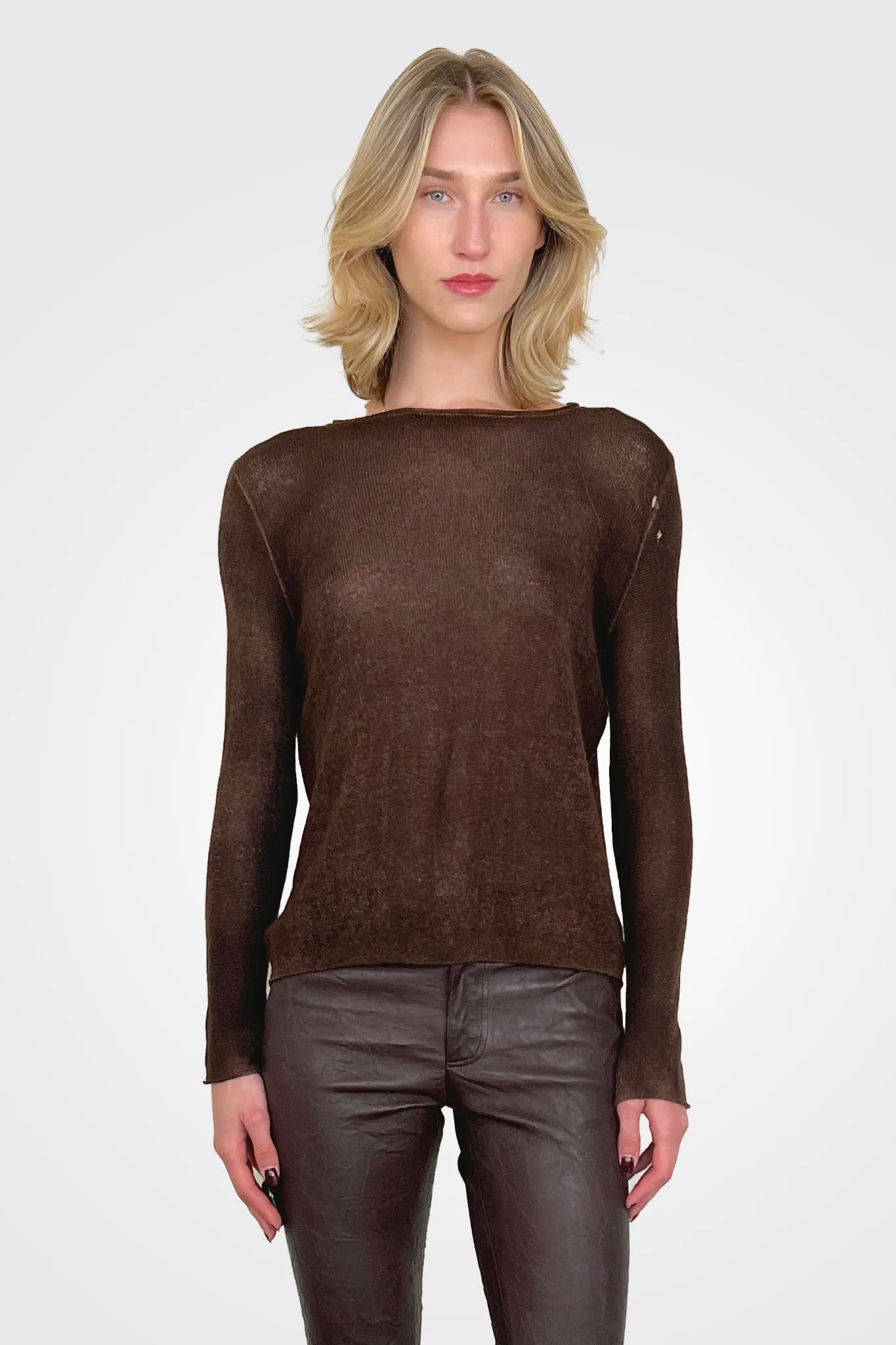 Reversible Cashmere Light Pullover - Brown Black