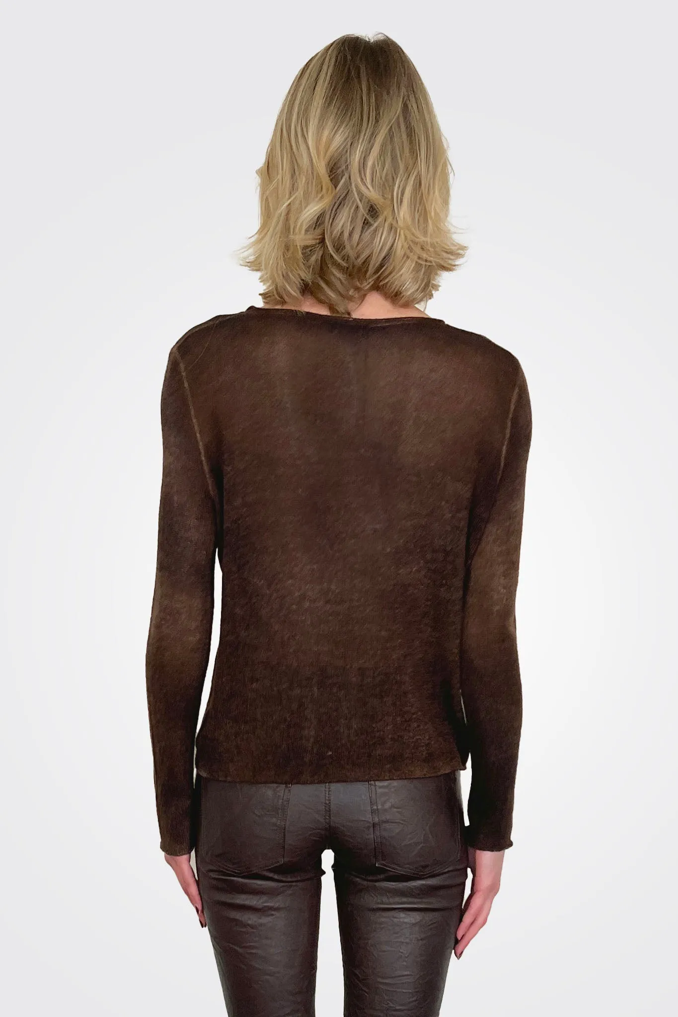 Reversible Cashmere Light Pullover - Brown Black