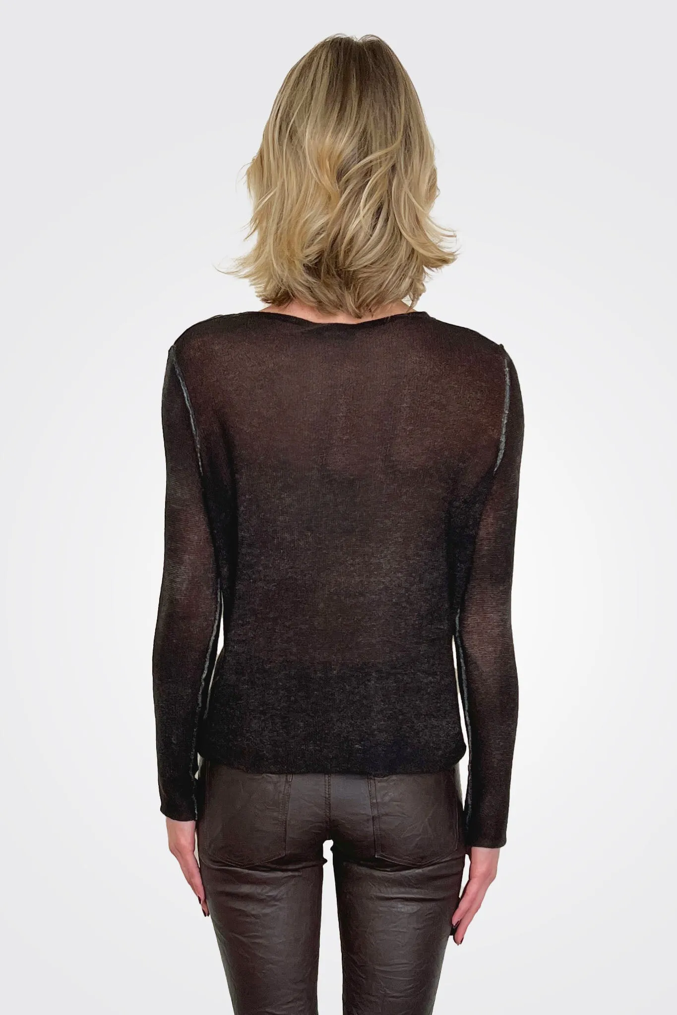 Reversible Cashmere Light Pullover - Brown Black