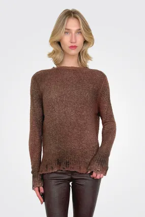 Reversible Knit Pullover - Brown Black