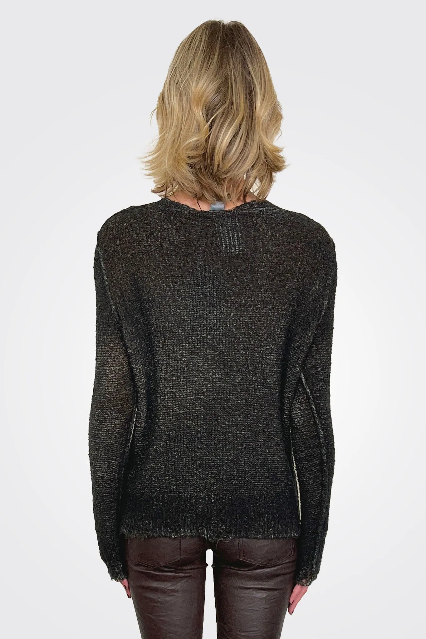 Reversible Knit Pullover - Brown Black