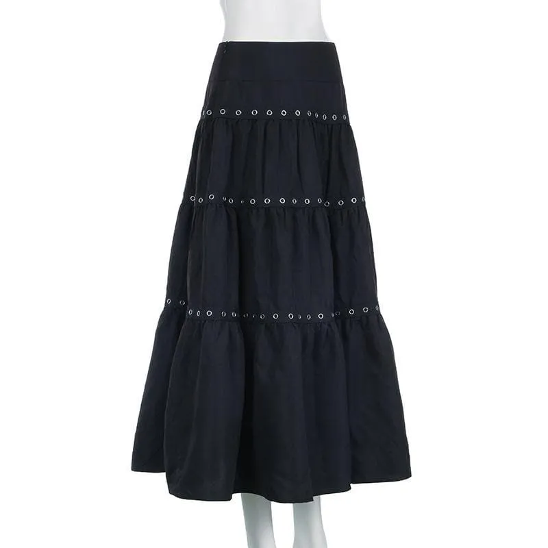 Ruched patchwork solid stitch midi skirt