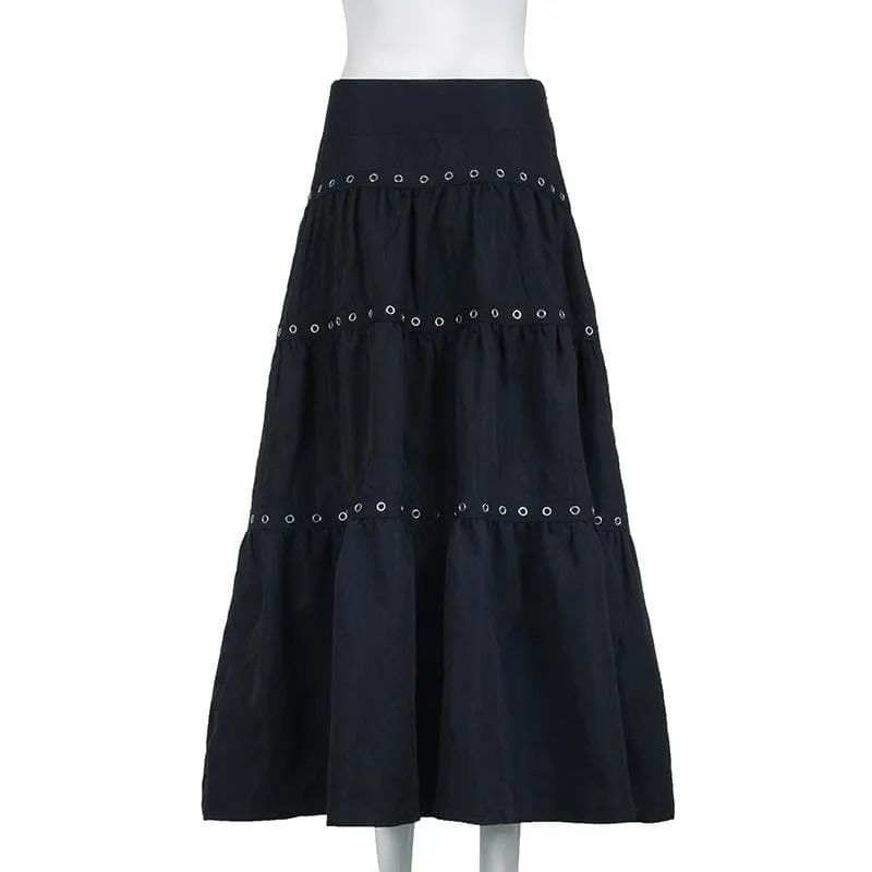 Ruched patchwork solid stitch midi skirt