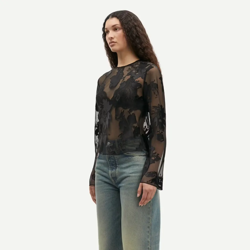 Samadda Blouse - Black Burnout