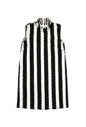 SAMPLE - Sleeveless Mod Dress - Black & White Bow Stripe