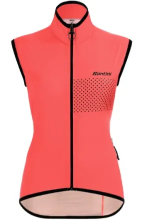 Santini Women's Guard Nimbus Rainproof Wind Vest - Granatina Coral Pink