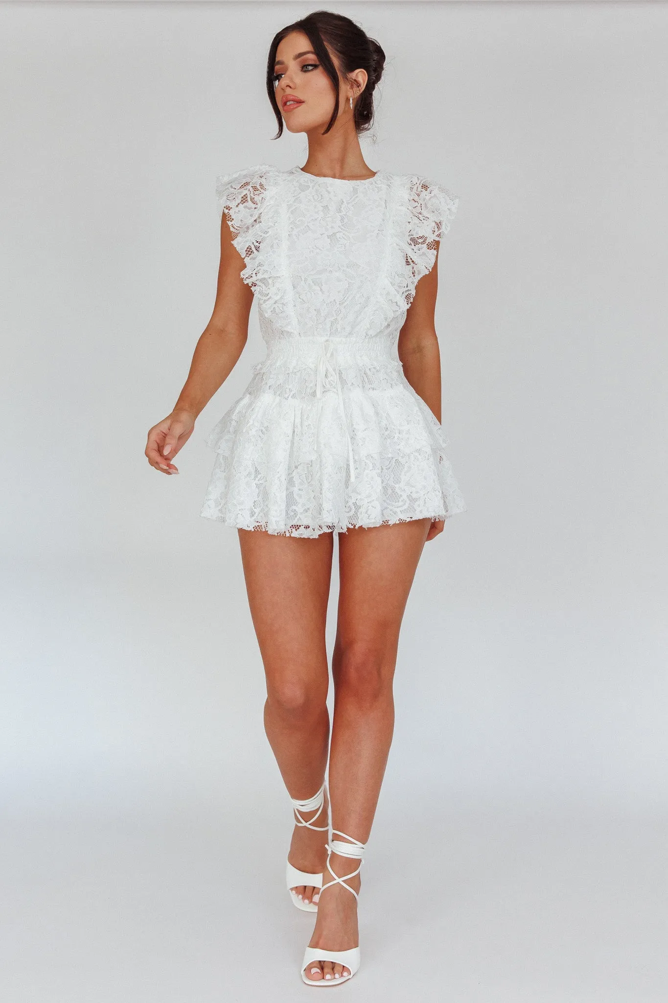 Sevila Sleeveless Lace Romper White