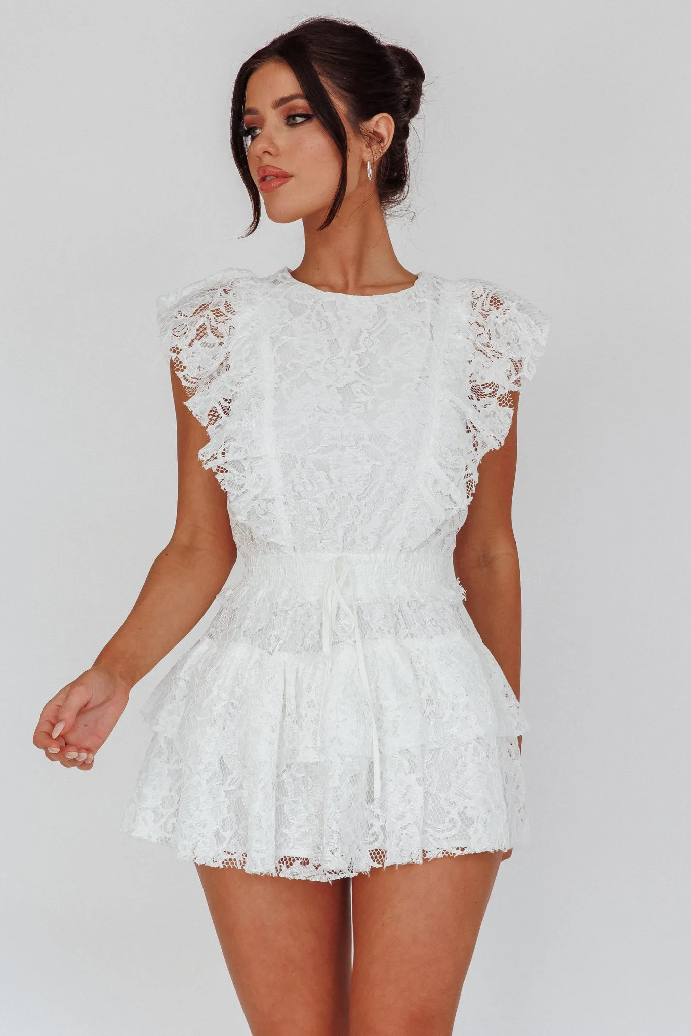 Sevila Sleeveless Lace Romper White