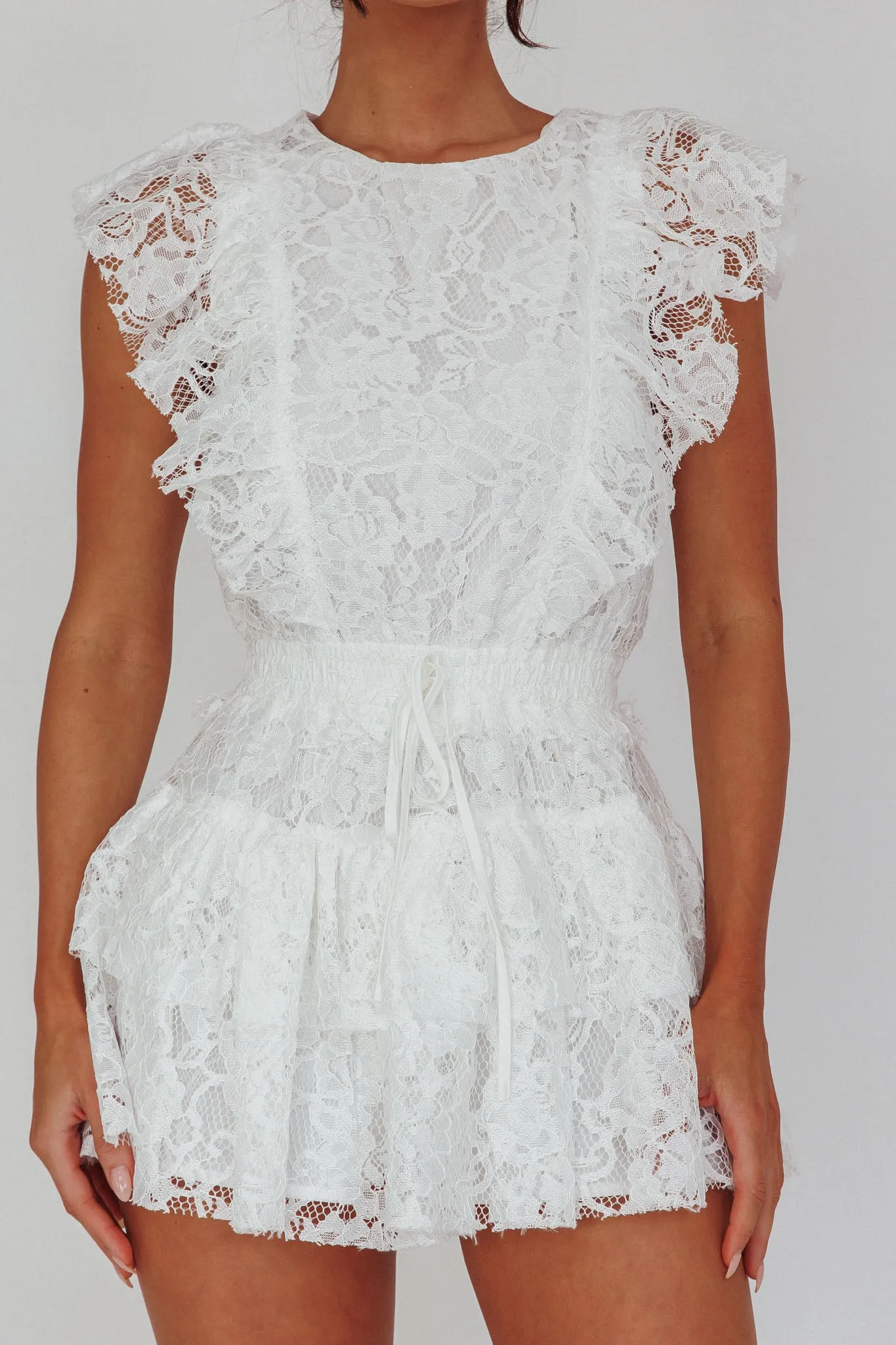 Sevila Sleeveless Lace Romper White