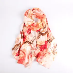 Silk Scarf Collections|Blossom Range|Cherry Blossom Design|Red|Long Silk Scarf