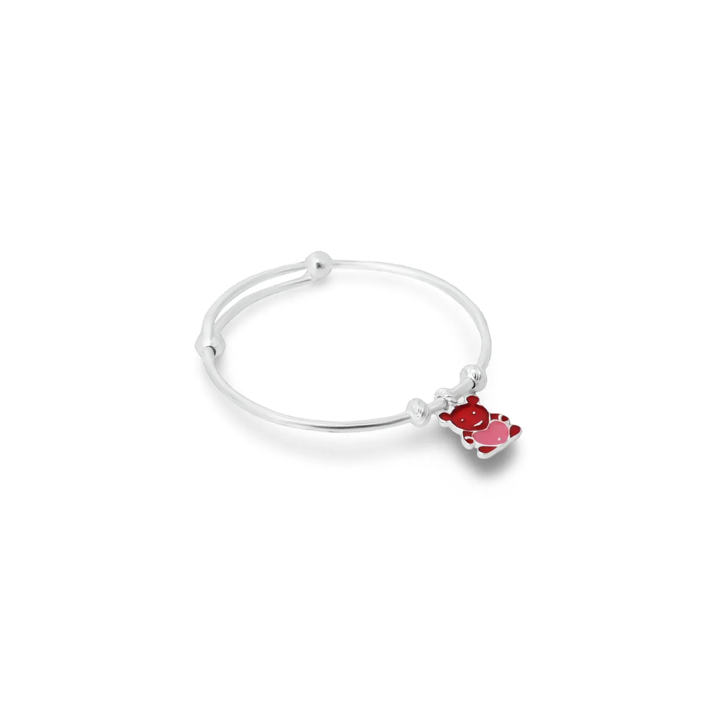 Silver Center Red Teddy Bear Kada Payal for Baby