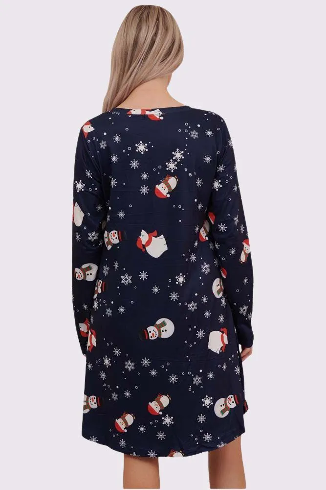 Snowman Scarf Xmas Swing Dress