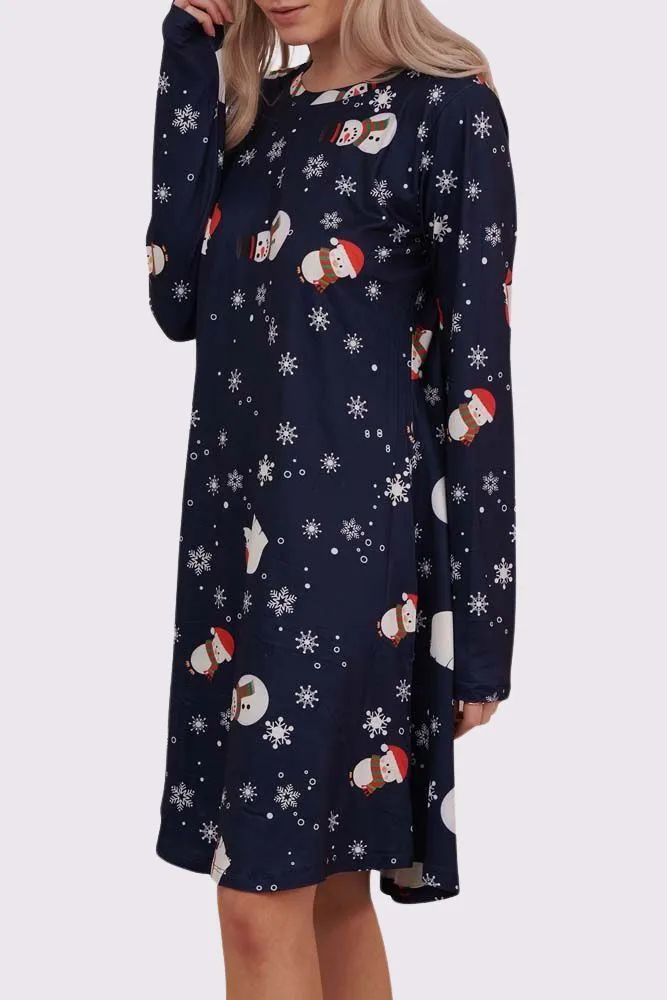 Snowman Scarf Xmas Swing Dress