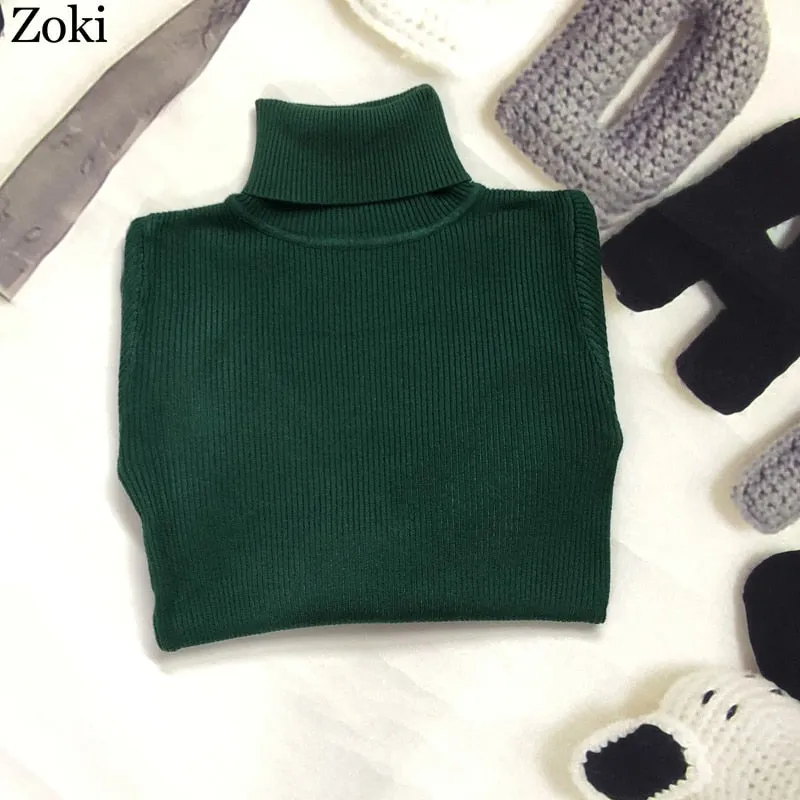 Soft Women Turtleneck Sweater Autumn Long Sleeve Elastic Female Knitted Jumper Casual Pullover Slim Winter Basic Tops