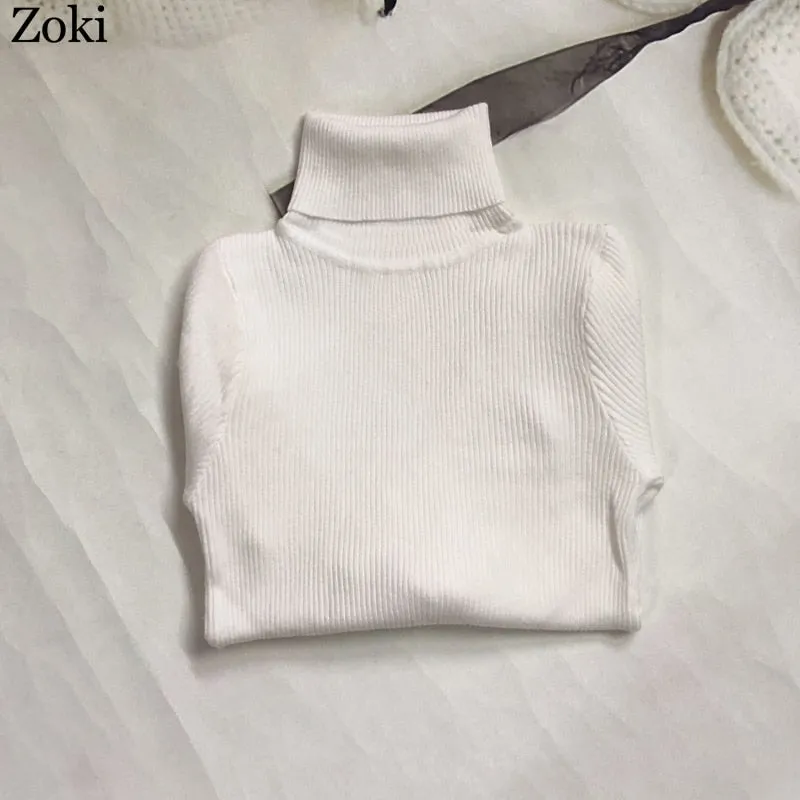 Soft Women Turtleneck Sweater Autumn Long Sleeve Elastic Female Knitted Jumper Casual Pullover Slim Winter Basic Tops