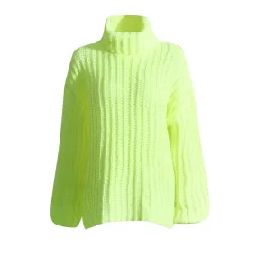 Solid Casual Knitting Sweaters For Women Turtleneck Long Sleeve Loose Pullover Sweater Female Fashion Clothing