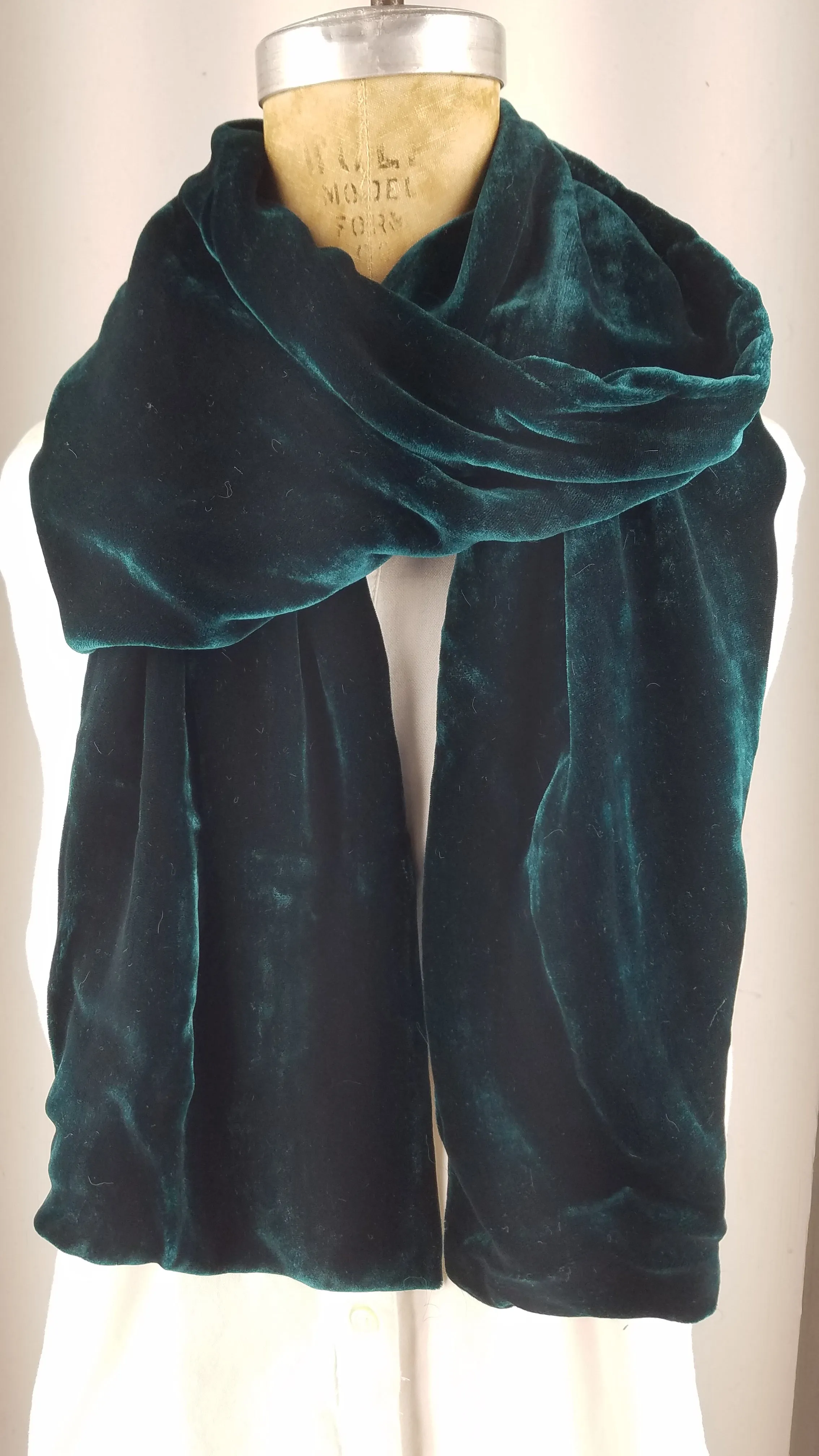 Solid Teal Silk Velvet Scarf