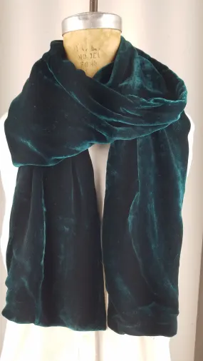 Solid Teal Silk Velvet Scarf