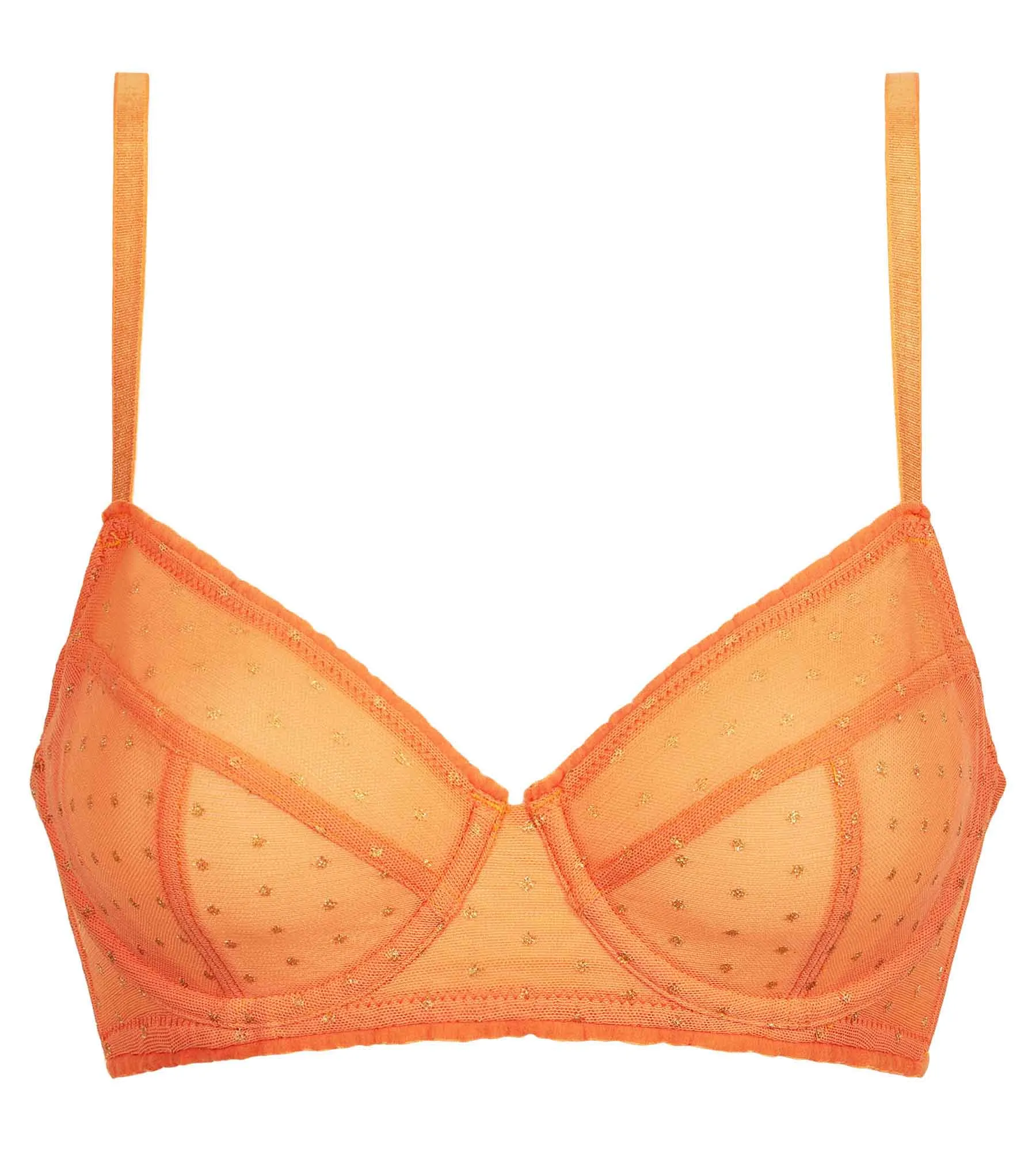 Soutien-gorge à armatures en tulle orange et pois lurex Shiny Mesh