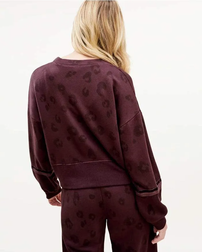 Splendid - Corinna Pullover in Black Cherry Leopard