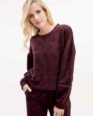 Splendid - Corinna Pullover in Black Cherry Leopard