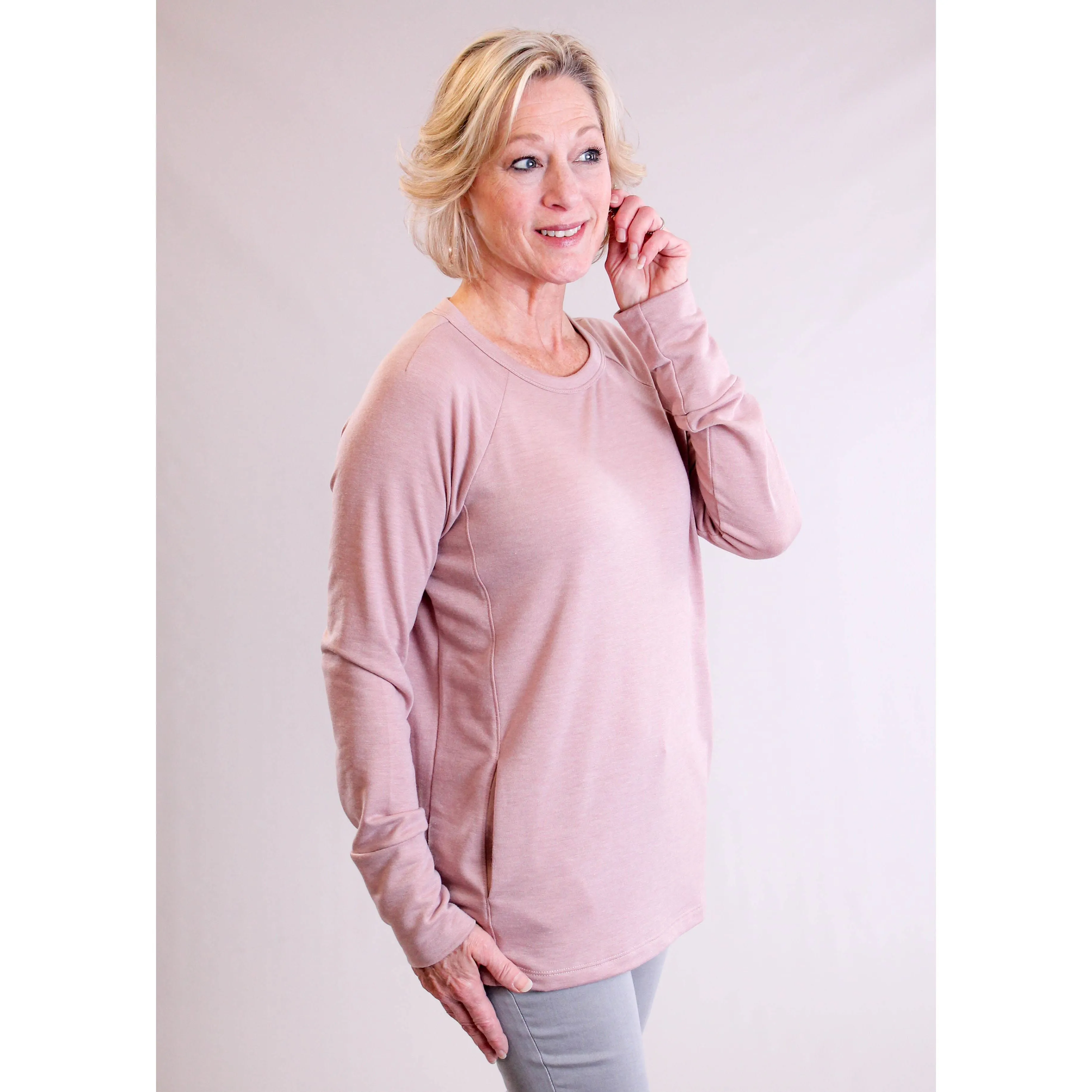 Staccato Long Sleeve Terry Top with Side Pockets