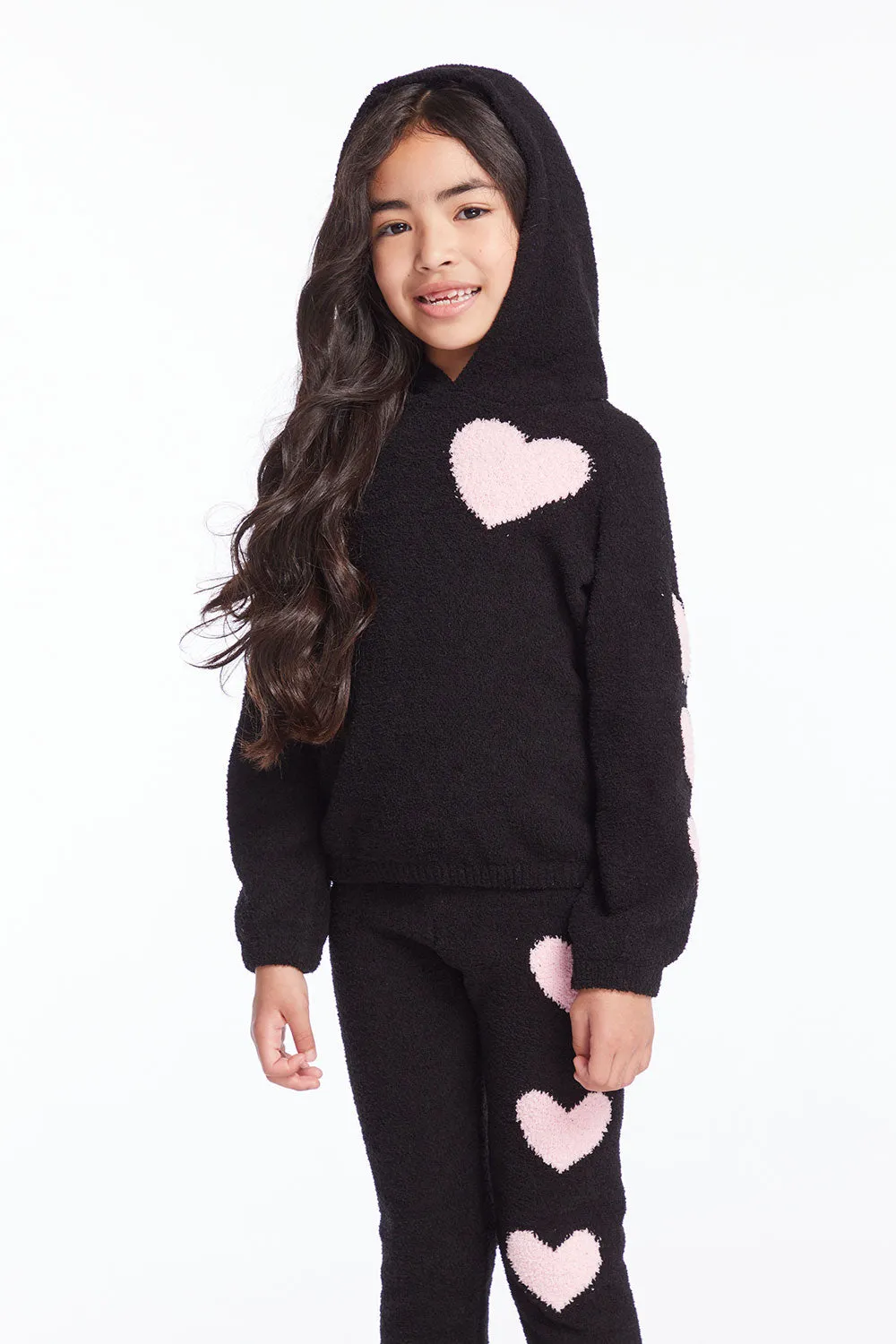 Sweetie Semi Cropped Shirred Girls Pullover Hoodie