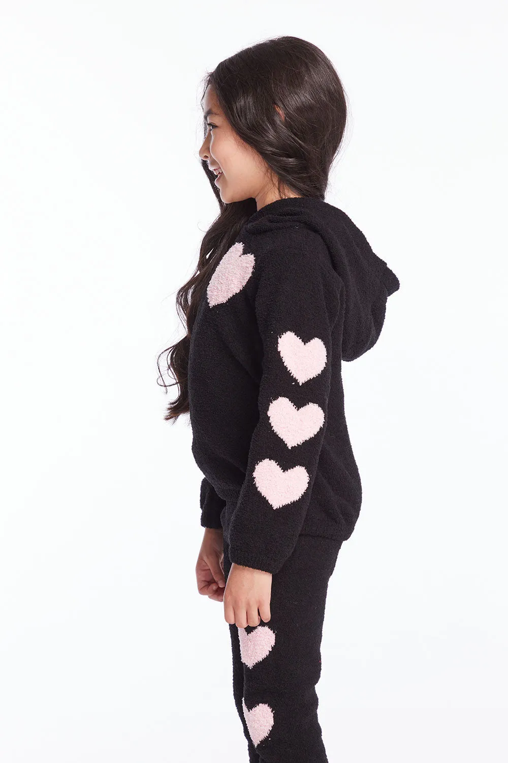 Sweetie Semi Cropped Shirred Girls Pullover Hoodie