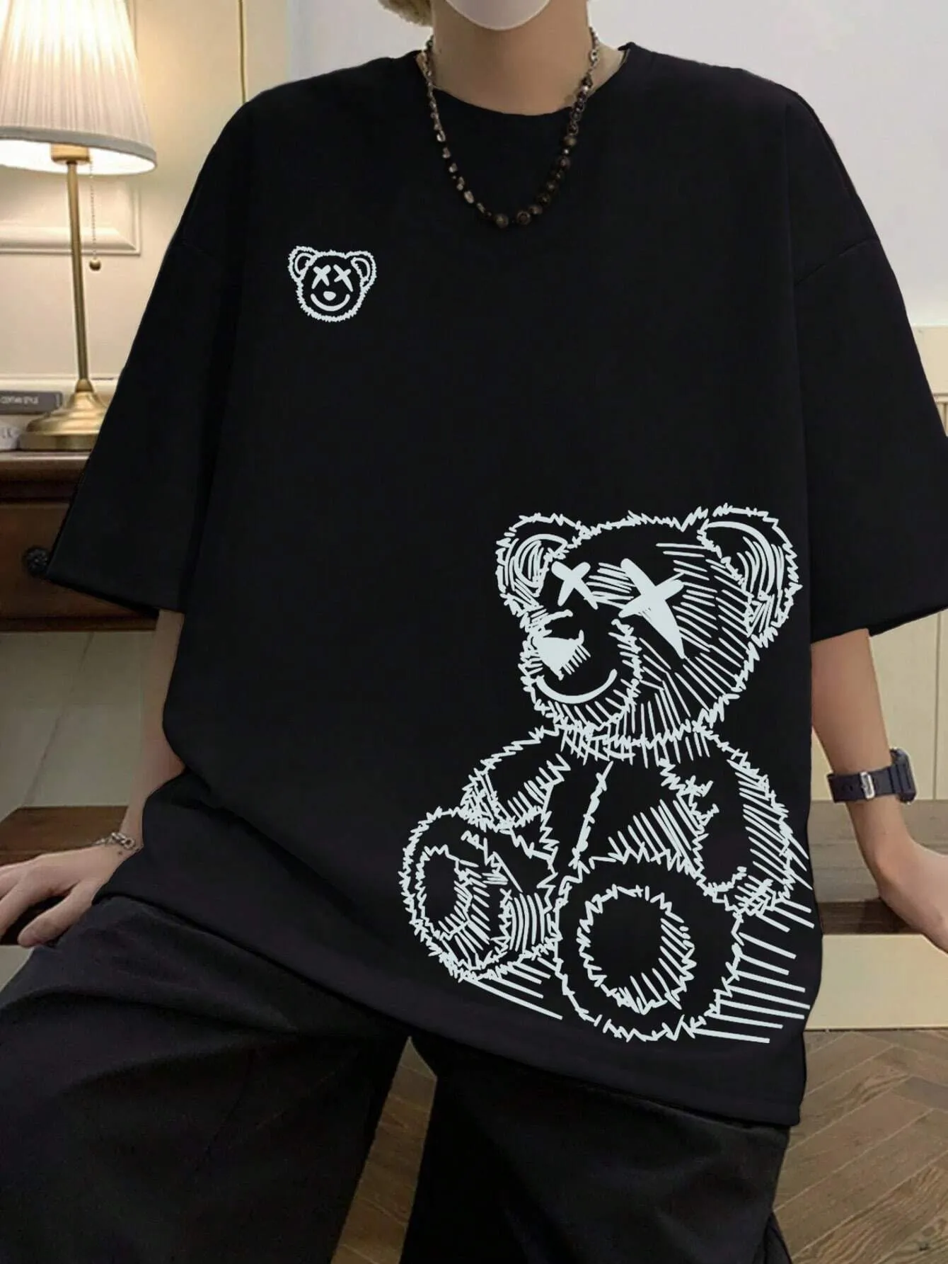 SXV  'TEDDY S’ kawaii Printed Cool Aesthetic Oversized Baggy T-shirt