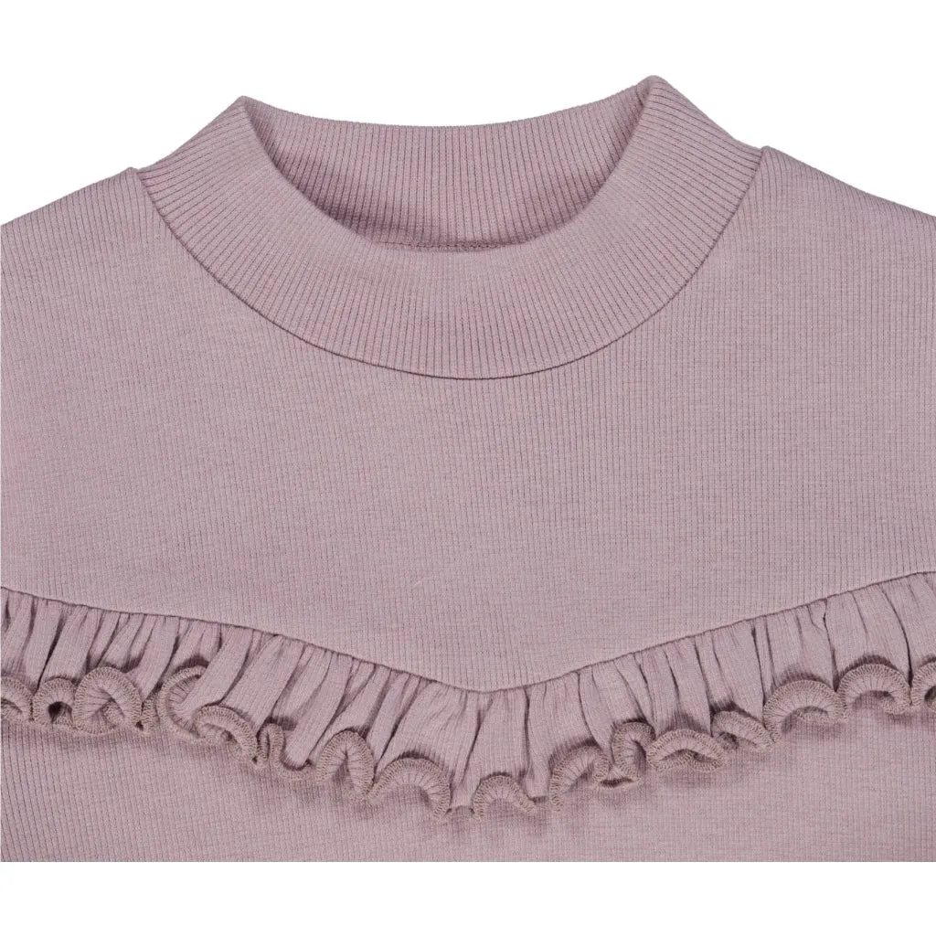 T-Shirt Rib Ruffle - dusty lavender