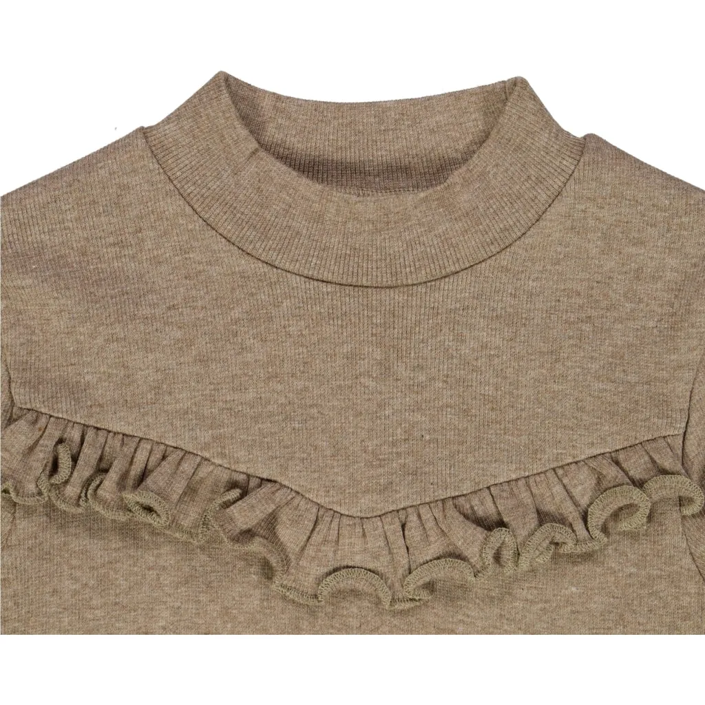 T-Shirt Rib Ruffle - khaki melange