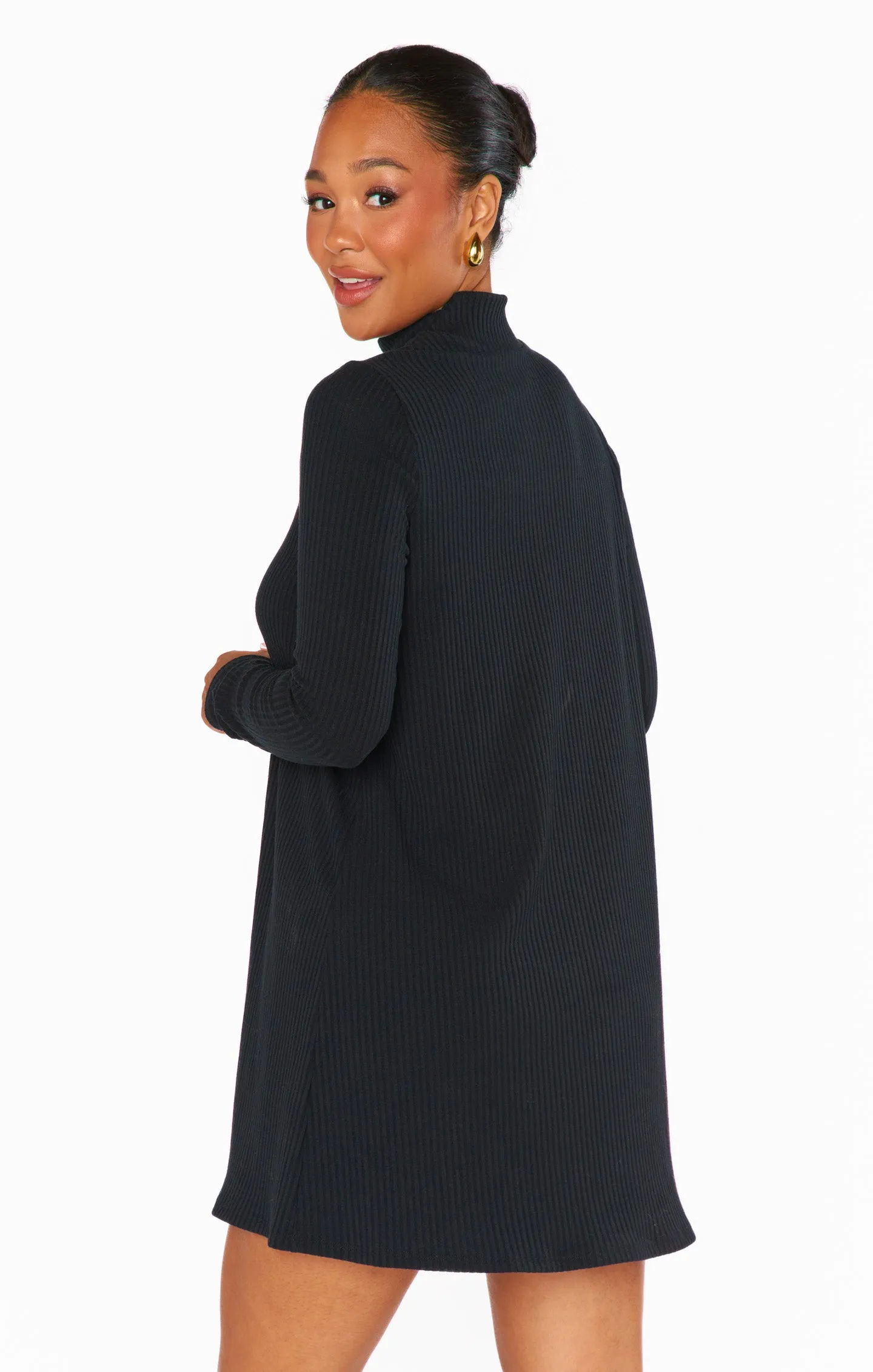 Tammy Turtleneck Dress ~ Winter Rib Black