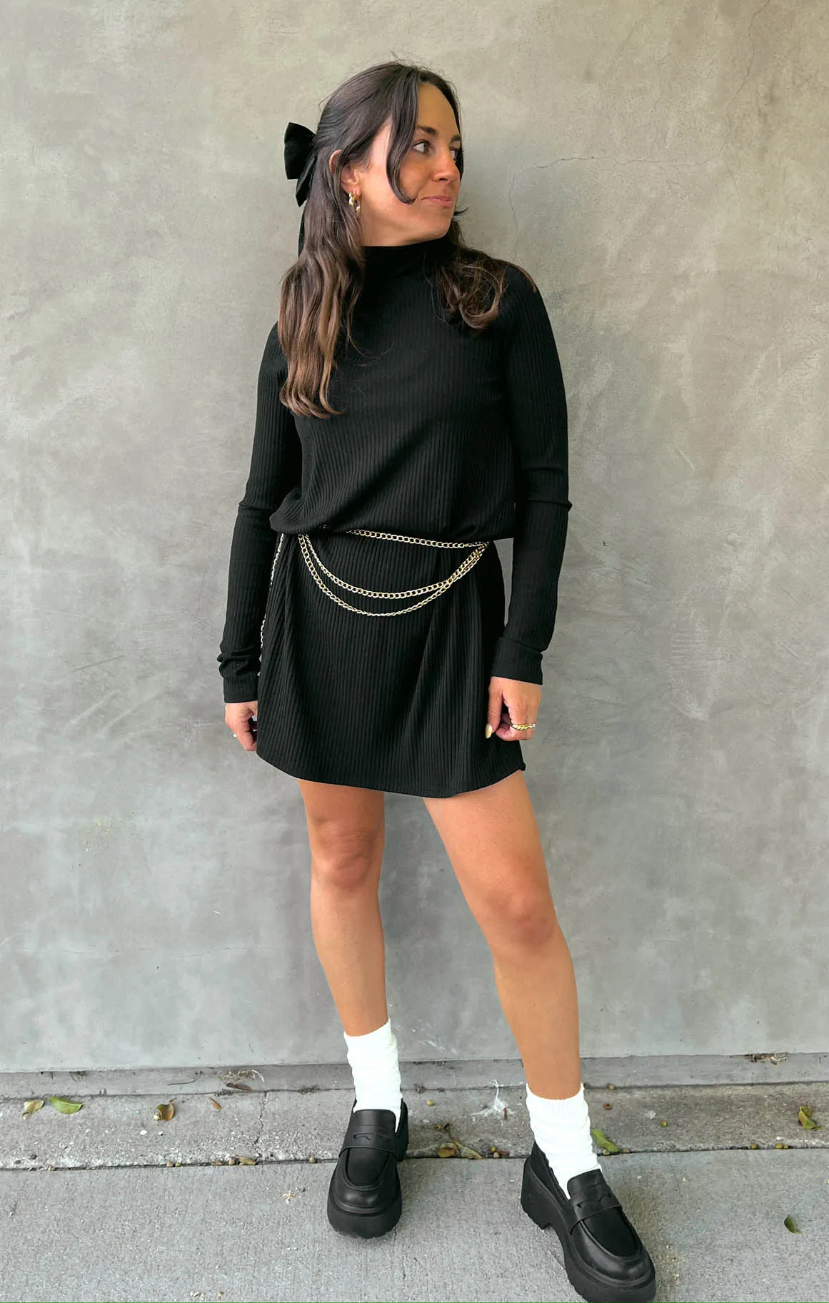 Tammy Turtleneck Dress ~ Winter Rib Black