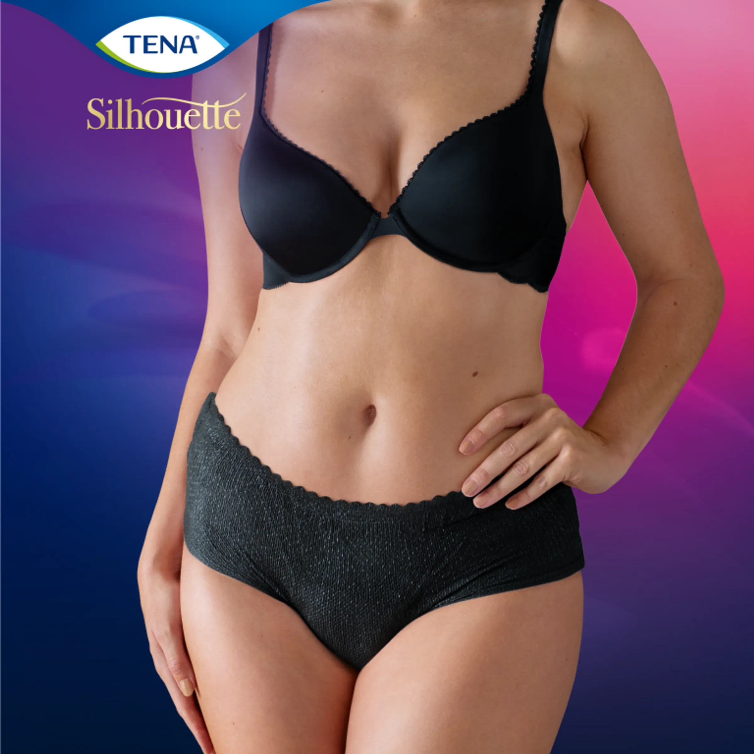 Tena Silhouette Noir Low Waist M 10 - Elegante Incontinentiebroekjes voor Vrouwen